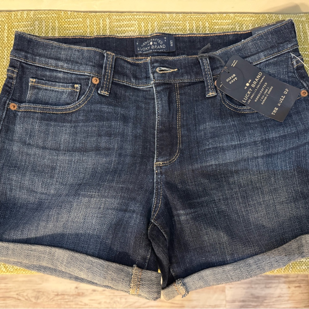 Lucky Brand Women's Dark Blue Boyfriend Jeans Shorts